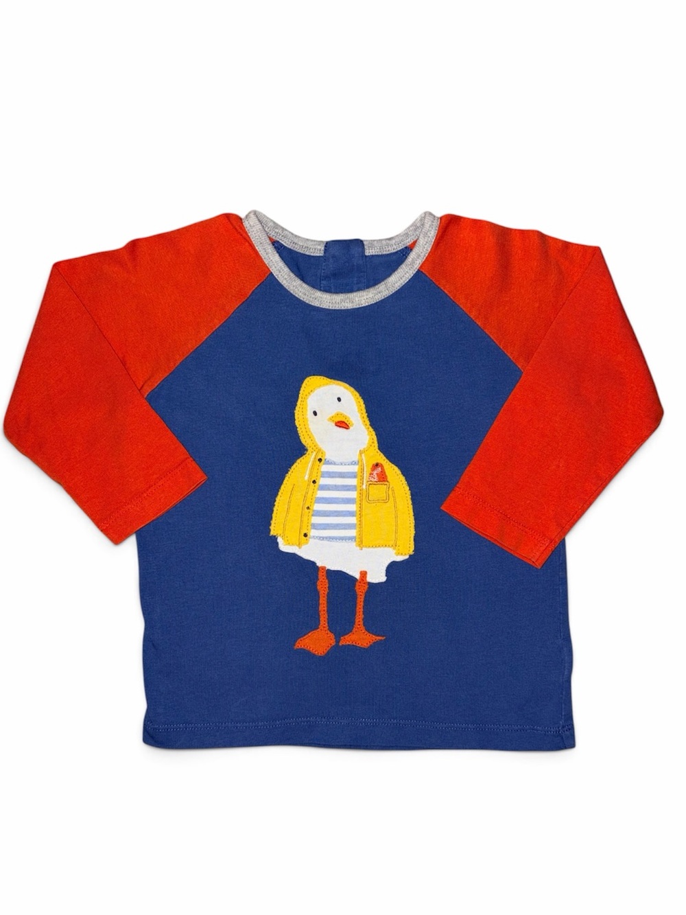 Boden Blue & Red Raglan Tee with Yellow Duck Patch